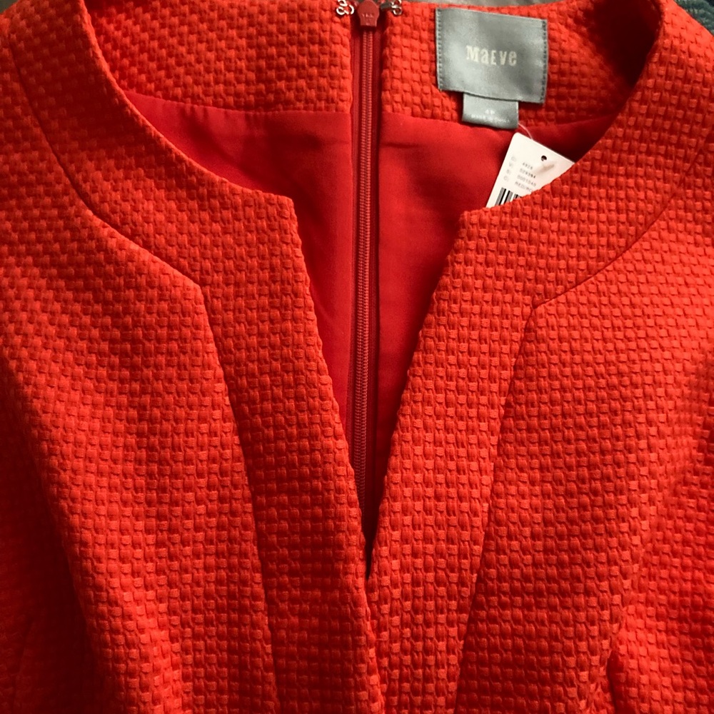NWT Anthropologie Cross Front Sheath Dress Red Sz4 Petite Mini Host Pick twice - Picture 8 of 12